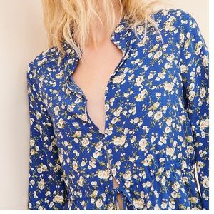 Free People Floral Clasp Blouse